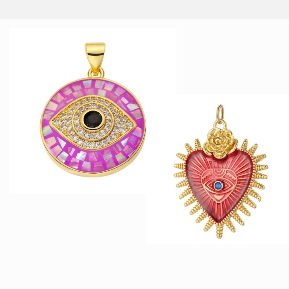 18K Real Gold Plated Handicraft Enamel  Evil Eye Charms Necklace